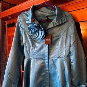 STYLEWE Teal Coat with Floral Detail